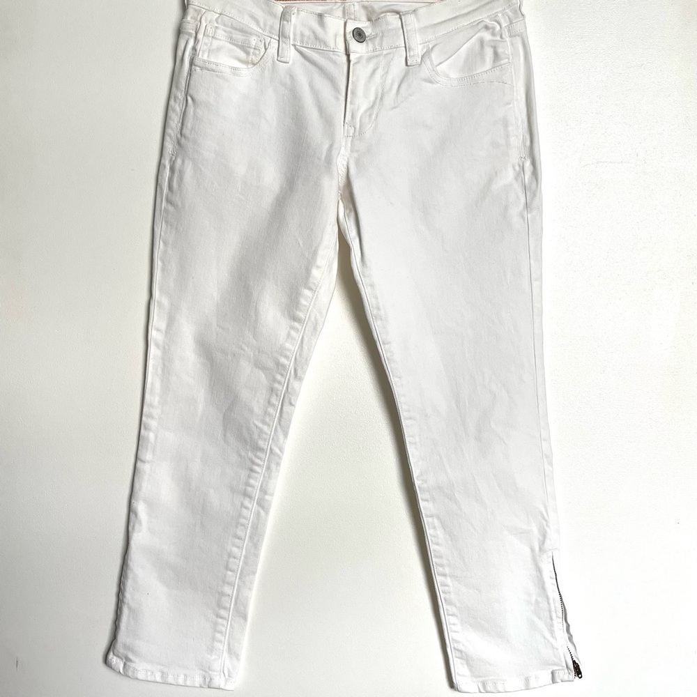 Old Navy The Flirt white cropped skinny jeans with zippered ankles